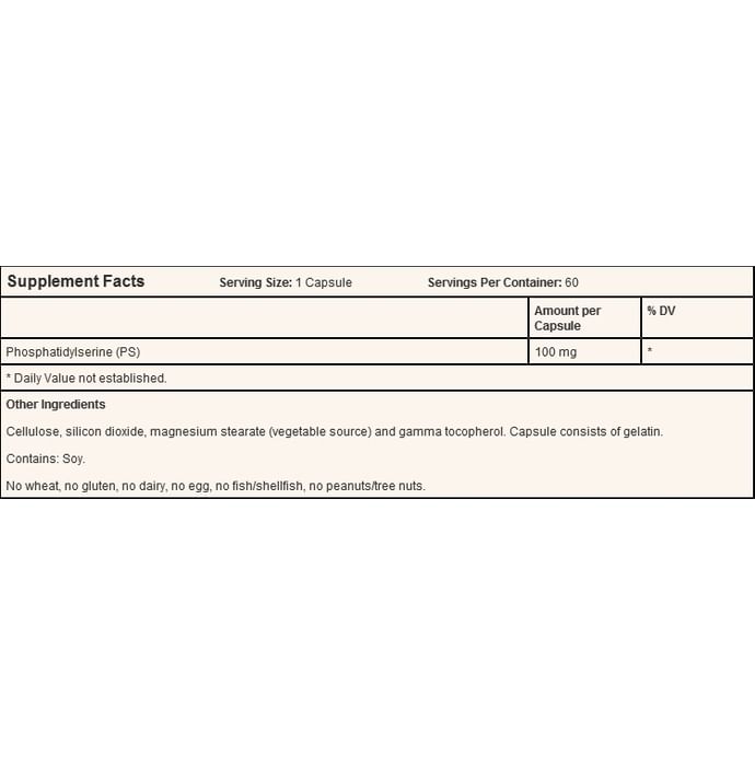 Jarrow Formulas PS100 100mg Capsule | Promotes Brain Function