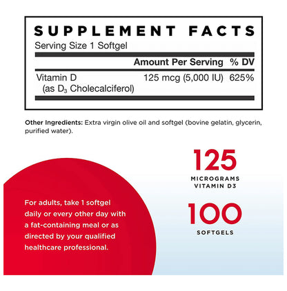 Jarrow Formulas Vitamin D3 5000IU Softgels