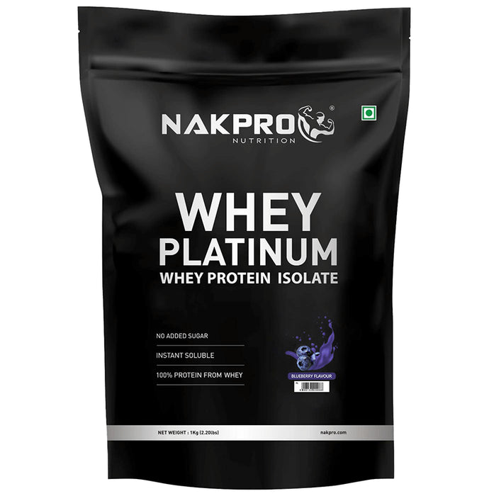 Nakpro Nutrition Whey Platinum Protein Isolate for Muscle Recovery | Flavour Powder Blueberry - Classic Derma