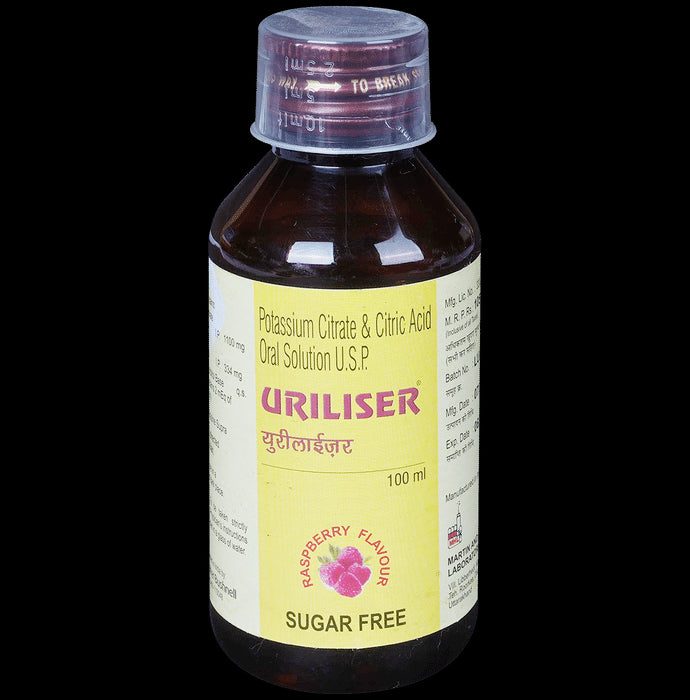 Uriliser Potassium Citrate & Citric Acid Oral Solution | Sugar-Free | Flavour Raspberry - Classic Derma