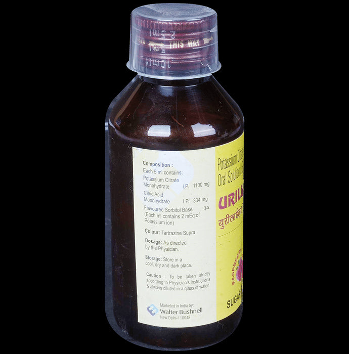 Uriliser Potassium Citrate & Citric Acid Oral Solution | Sugar-Free | Flavour Raspberry