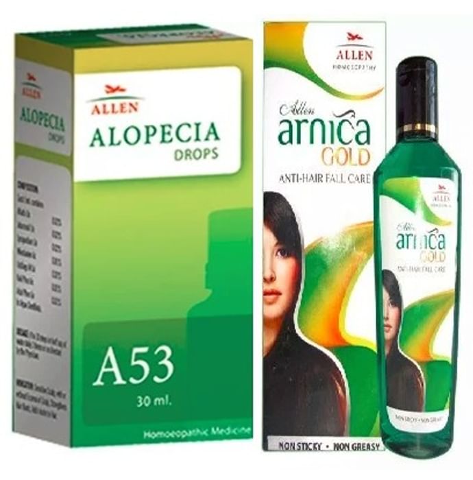 Allen Hair Care Combo Pack of A53 Alopecia Drop 30ml & Arnica Gold Anti-Hairfall Care Oil 110ml - Classic Derma