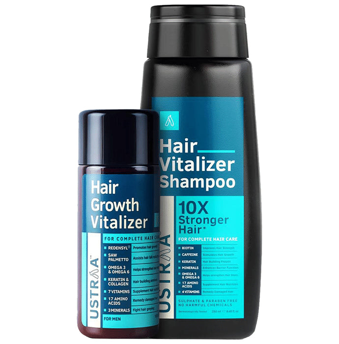 Ustraa Hair Vitalizer Kit (Hair Growth Vitalizer 100ml & Hair Vitalizer Shampoo 250ml) - Classic Derma