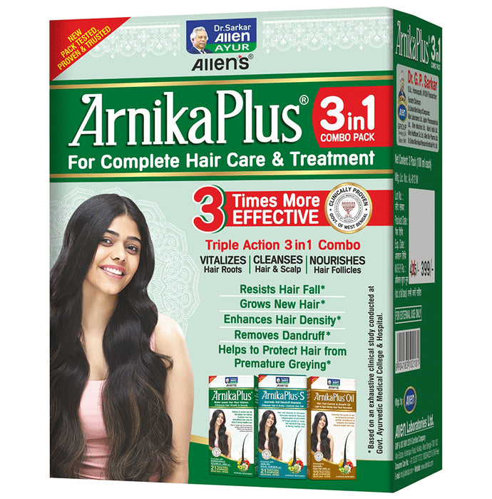 Allen Laboratories Arnika Plus 3 in 1 Combo Kit for Complete Hair Care and Treatement - Classic Derma