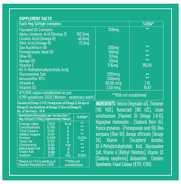 Jubilant Nutrihance Multi Omega 3-5-6-7-9 | Vegetarian Softgel for Heart, Renal & Nerve Health