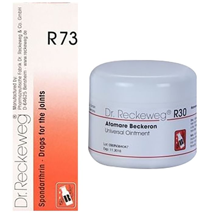 Dr. Reckeweg Joint Care Combo Pack of R30 Atomare Beckeron Universal Ointment 85gm & R73 Joint Pain Drop 22ml - Classic Derma