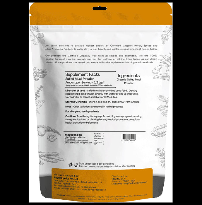 Just Jaivik Organic Safed Musli Powder