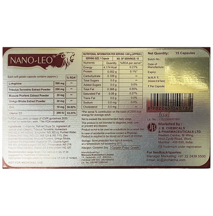 Nano-Leo Capsule with L-Arginine, Vitamin D3, Ginkgo & Zinc