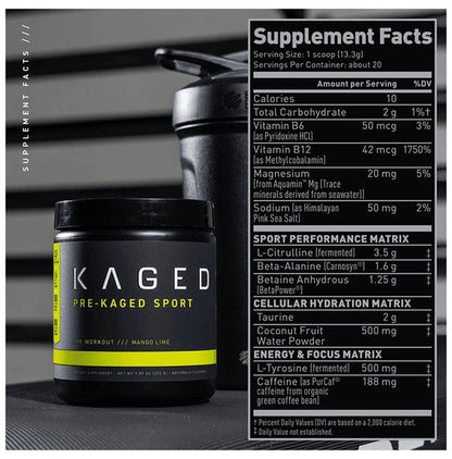 Kaged Muscle Pre-Kaged Sports Powder Mango Lemon