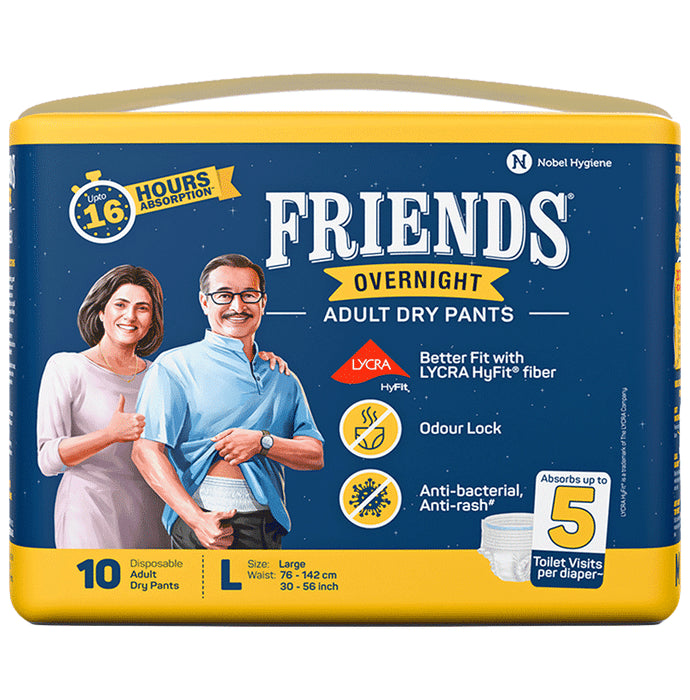 Friends Overnight Adult Unisex Diaper Pants (10 Each) Large - Classic Derma