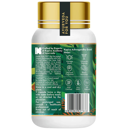 Kapiva Ayur Foods Ashwagandha Gold Capsules with Shilajit & Gokshura | For Stamina & Stress Management