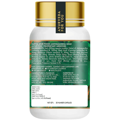 Kapiva Ayur Foods Ashwagandha Gold Capsules with Shilajit & Gokshura | For Stamina & Stress Management