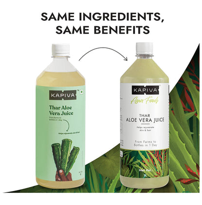 Kapiva Thar Aloe Vera Juice (with Pulp) | Rejuvenates Skin & Hair | No Added Sugar