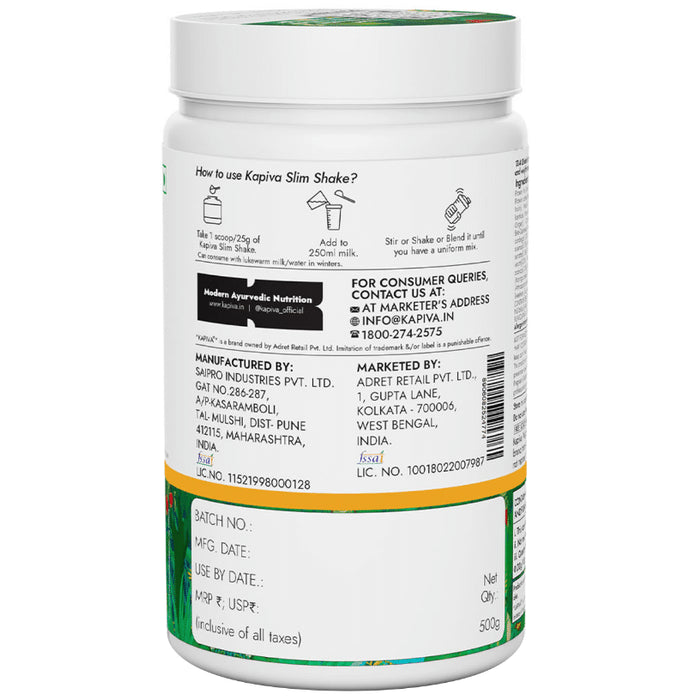 Kapiva Weight Wise Foods Slim Shake Weight Control with High Protein & High Fibre | Flavour Mango