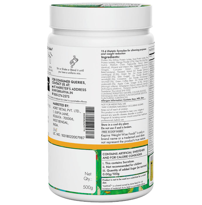 Kapiva Weight Wise Foods Slim Shake Weight Control with High Protein & High Fibre | Flavour Mango