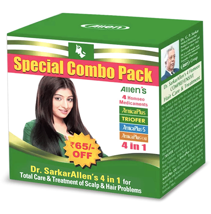 Allen's ArnicaPlus Hair Treatment Combo 4 in 1 (Vitalizer+Triofer+Shampoo+Hair Oil) - Classic Derma