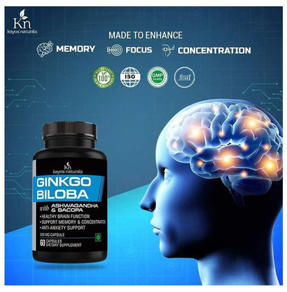 Kayos Natural Ginkgo Biloba with Ashwagandha & Bacopa Capsule