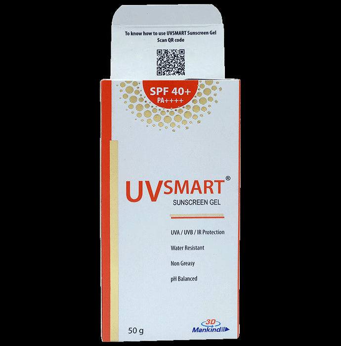 UVsmart SPF 40+ Sunscreen Gel PA++++ | For UVA, UVB & IR Protection | pH Balanced, Water-Resistant & Non-Greasy - Classic Derma
