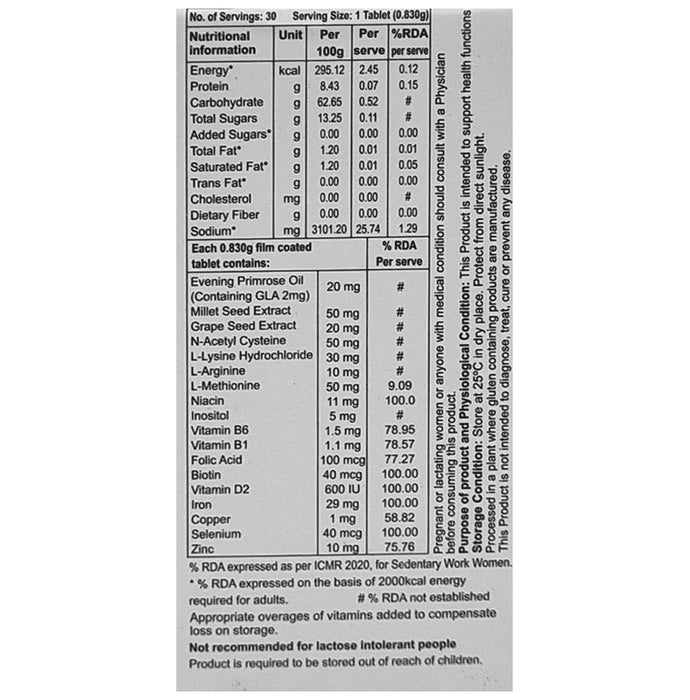 Keraglo Eva Tablet for Adult Women | Hair Fall Treatment Gluten Free