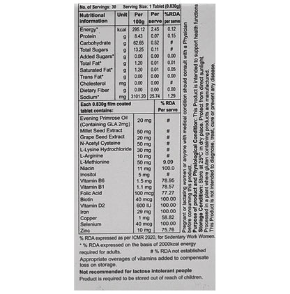 Keraglo Eva Tablet for Adult Women | Hair Fall Treatment Gluten Free