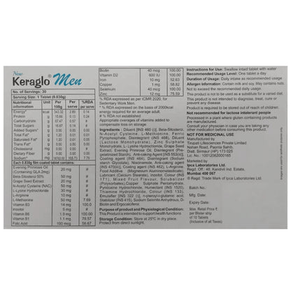 Keraglo Men Tablet with Multivitamin, Multimineral & Natural Extracts