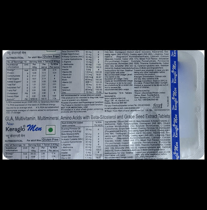 Keraglo Men Tablet with Multivitamin, Multimineral & Natural Extracts