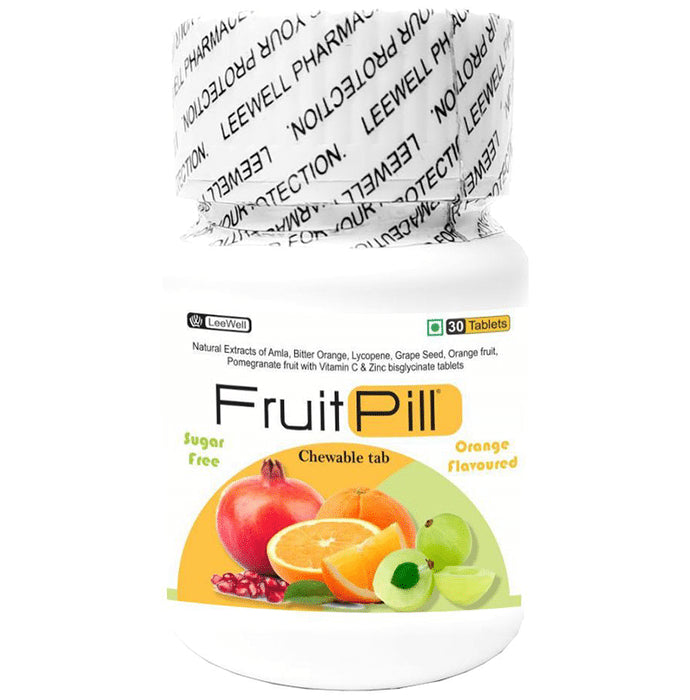 Fruit Pill Sugar Free Orange Chewable Tablet with Plant Based Amla, Grape seed, Vitamin C, Zinc for Blood Purifier & Healthy Immunity - Classic Derma
