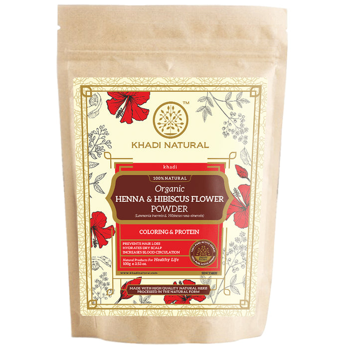 Khadi Naturals Organic Henna & Hibiscus Flower Powder - Classic Derma