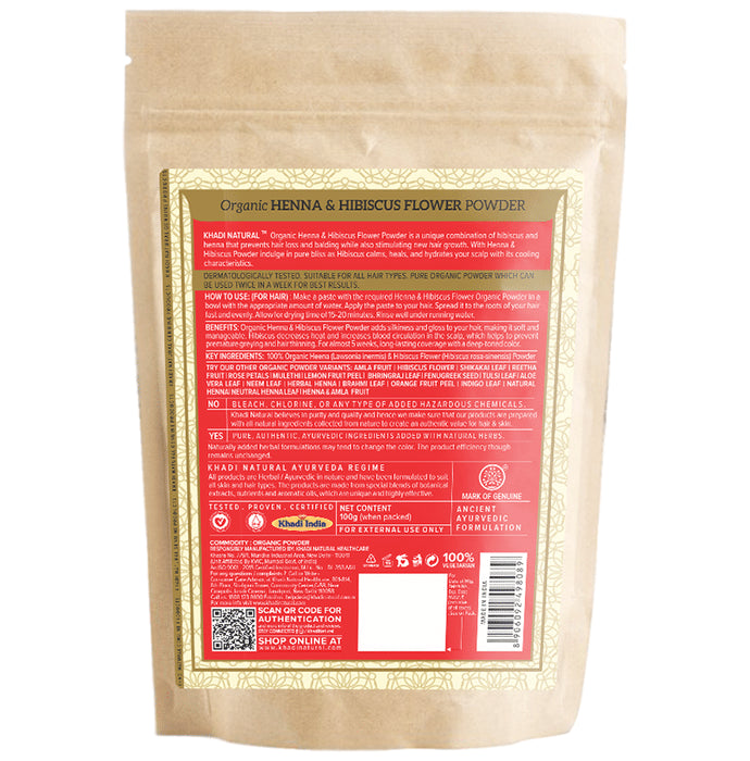 Khadi Naturals Organic Henna & Hibiscus Flower Powder