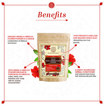 Khadi Naturals Organic Henna & Hibiscus Flower Powder