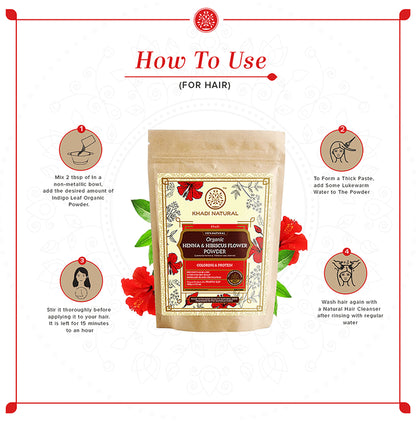 Khadi Naturals Organic Henna & Hibiscus Flower Powder