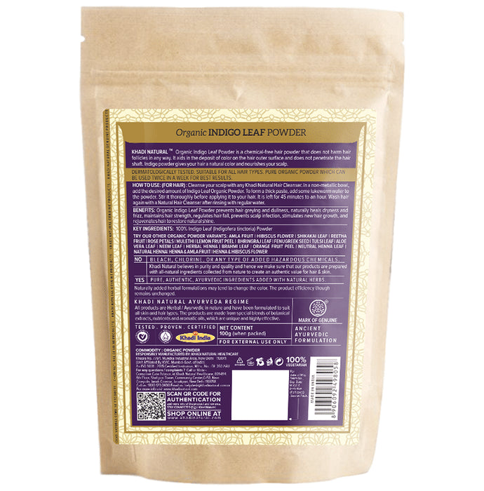 Khadi Naturals Organic Indigo Leaf Powder