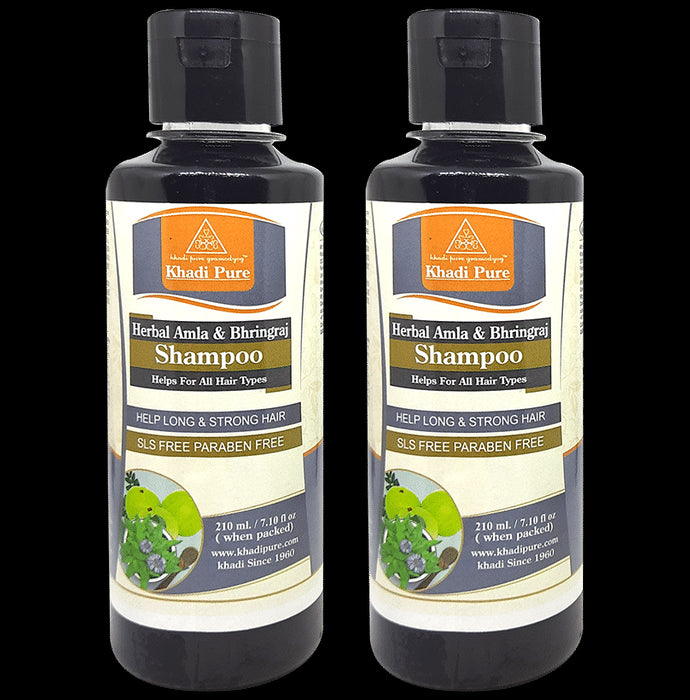 Khadi Pure Amla & Bhringraj Shampoo (210ml Each) SLS & Paraben Free - Classic Derma