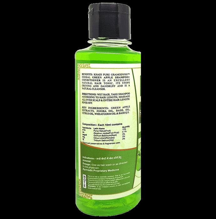 Khadi Pure Combo Pack of Herbal Green Apple Shampoo + Conditioner & Herbal Reetha Shampoo SLS & Paraben Free (210ml Each)