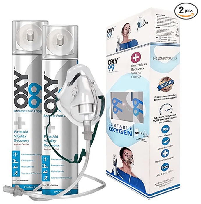Oxy99 Portable Oxygen Can (6ltr Each) with 1 Mask - Classic Derma