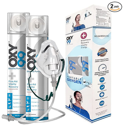 Oxy99 Portable Oxygen Can (6ltr Each) with 1 Mask - Classic Derma