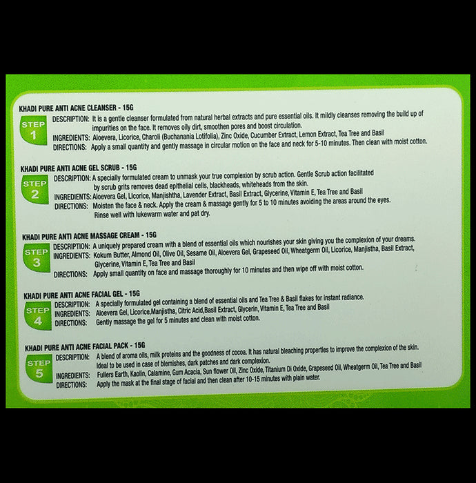Khadi Pure Combo Pack of Papaya Mini Facial Kit & Anti Acne Mini Facial Kit (75gm Each)