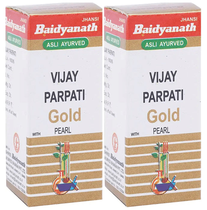Baidyanath (Jhansi) Vijay Parpati Gold with Pearl Powder (1gm Each) - Classic Derma