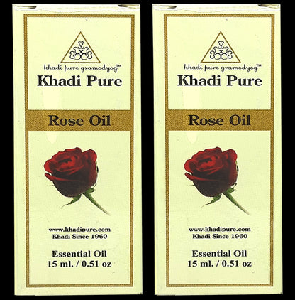 Khadi Pure Rose Essential Oil (15ml Each) - Classic Derma