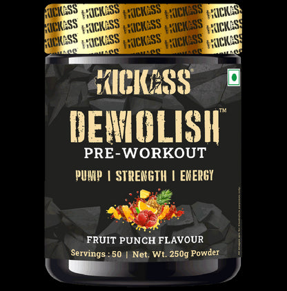 Kickass Demolish Pre-Workout Powder Fruit Punch - Classic Derma
