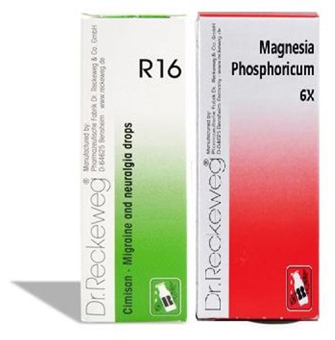 Dr. Reckeweg Migraine Care Combo (R16 + Magnesia Phosphoricum Biochemic Tablet 6X) - Classic Derma