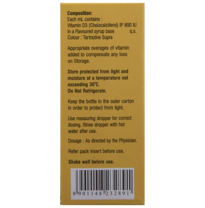 Kidrich D3 Vitamin D3 (Cholecalciferol) 800 IU/ml Nano Drop | For Kids' Bone Health