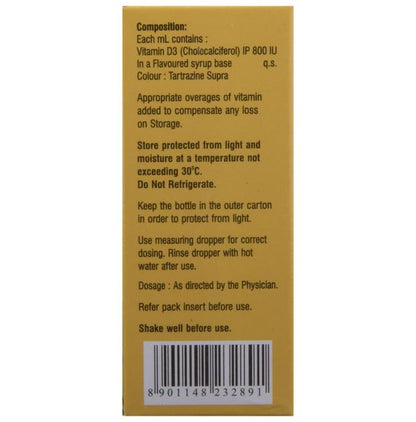 Kidrich D3 Vitamin D3 (Cholecalciferol) 800 IU/ml Nano Drop | For Kids' Bone Health