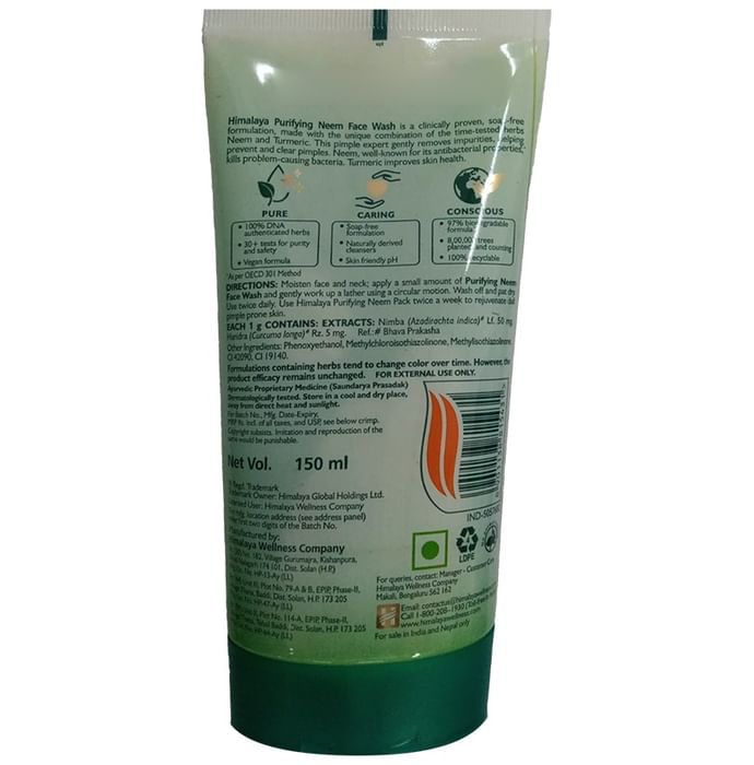 Himalaya Herbals Purifying Neem Face Wash | For Acne & Pimple Relief | Paraben and Soap Free Face Care Product
