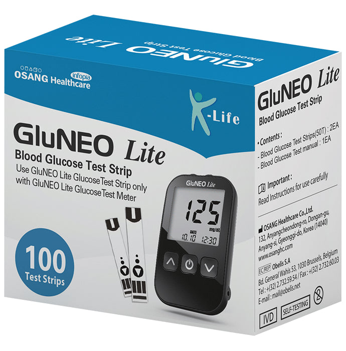 K-Life GluNeo Lite Blood Glucose Test Strip (Only Strips) | Diabetes Monitoring Devices - Classic Derma