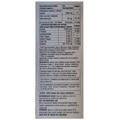 Klmc 1000 Effervescent Tablet