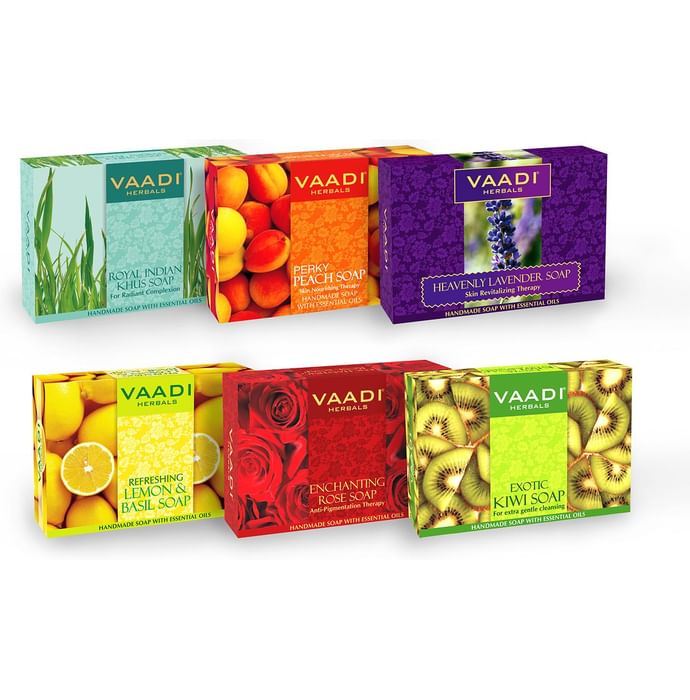 Vaadi Herbals Traditional Remedy - Pack of 6 Luxurious Handmade Herbal Soaps - Classic Derma