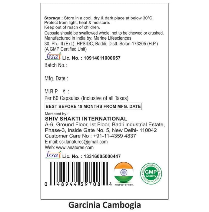 La Nature's Garcinia Cambogia Softgel Capsules