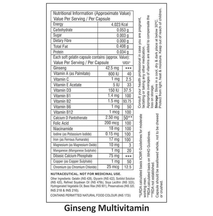 La Nature's Ginseng Multivitamin Softgel Capsules