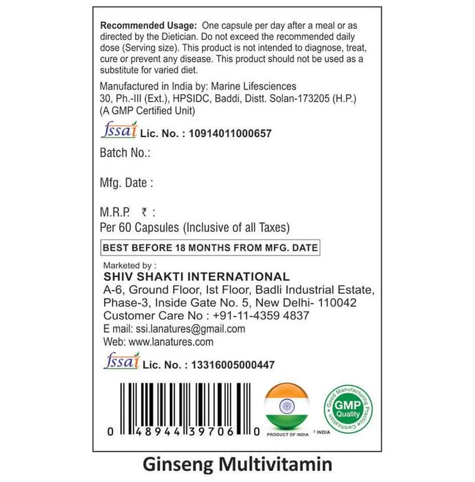 La Nature's Ginseng Multivitamin Softgel Capsules